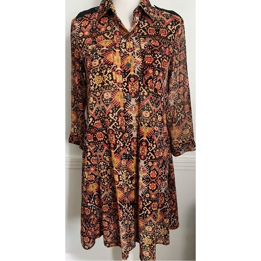 RACHEL Rachel Roy • Brick Red Multi Color Southwest Pattern Dress